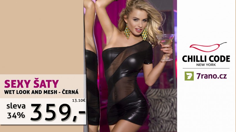 Aktuální akce - Šaty Wet Look and Mesh se slevou 34%